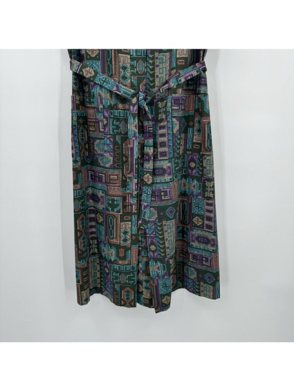 vintage 70s A LINE SHORT SLEEVE DRESS M aztec southwestern festival casual boho - Picture 7 of 13